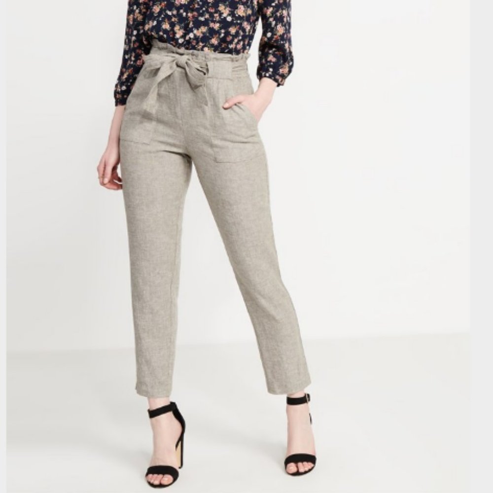 Dynamite high rise linen paperbag pant, XS